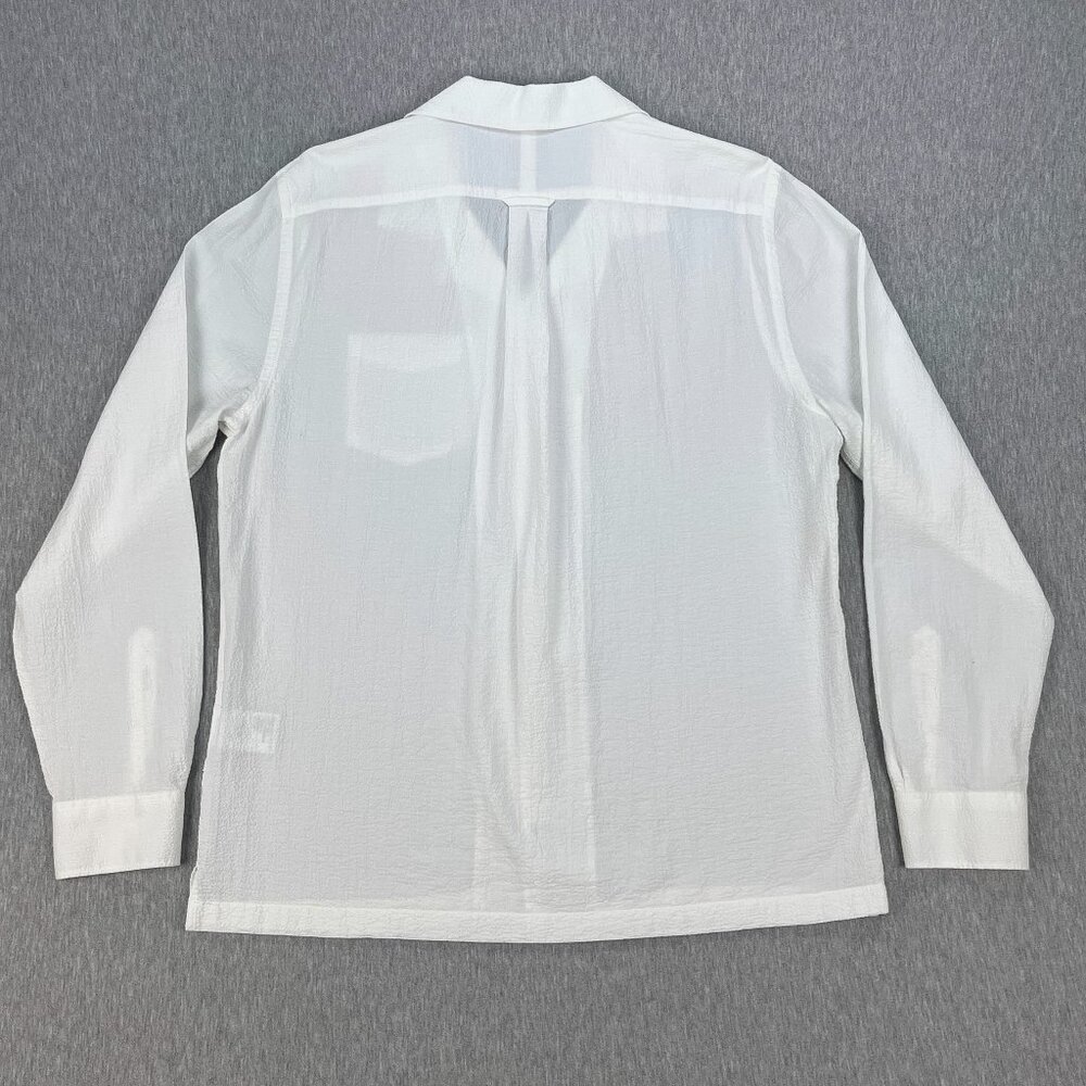 Todd Snyder Portuguese Seersucker Camp Shirt Men L White Loop Collar Long Sleeve - Picture 9 of 15
